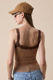 LEOPARD SWEETHEART BROWN LACE STRAP CAMI CROP TOP