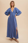 PLUNGE V NECK MAXI DRESS