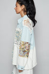 Balloon sleeve double gauze floral shirts