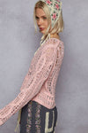 Round neck long sleeve crochet top