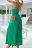 One Shoulder Solid Color Wide Leg Jumpsuits