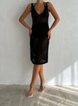Women's Midi Crochet Dress Knit V Neck Cover-Up Cotton Dress