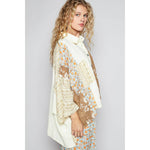 Oversize long sleeve crochet lace contrast top SALE