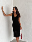 Women's Hallow Knit Midi Casual Dress Knit Dress Open Knit