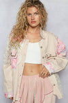 Long sleeve crochet woven twill jacket