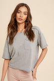 COTTON GARMENT WASHED SHORT SLEEVE POCKET TEE