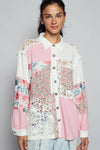 Balloon sleeve double gauze floral shirts