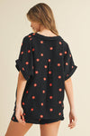IST5538-A FLOWER EMBROIDERED SHIRT AND SHORTS SET