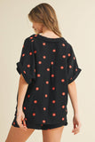 IST5538-A FLOWER EMBROIDERED SHIRT AND SHORTS SET