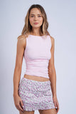 SOLID COLOR BOAT NECK BODY-CONSCIOUS FIT PLAIN TOP