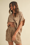 IST5538-A FLOWER EMBROIDERED SHIRT AND SHORTS SET