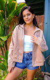 High Society Corduroy Bomber Jacket in Fawn