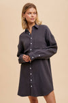 COTTON GAUZE SHIRT DRESS