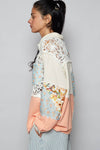 Balloon sleeve double gauze floral shirts