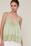 SEE-THROUGH FLORAL EMBROIDERED LACE CAMI TOP
