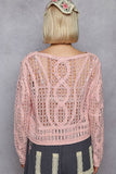 Round neck long sleeve crochet top