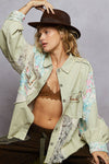 Long sleeve crochet woven twill jacket