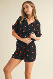 IST5538-A FLOWER EMBROIDERED SHIRT AND SHORTS SET