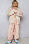 Long sleeve crochet woven twill jacket