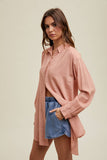 OVERSIZED LINEN BUTTON-UP SHIRT / WL23-7592