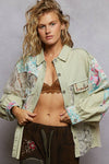 Long sleeve crochet woven twill jacket