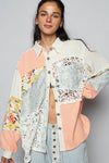Balloon sleeve double gauze floral shirts