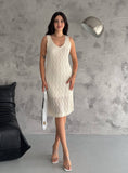 Women's Hallow Knit Midi Casual Dress Knit Dress Open Knit