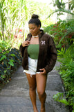 High Society Corduroy Bomber Jacket in Mocha