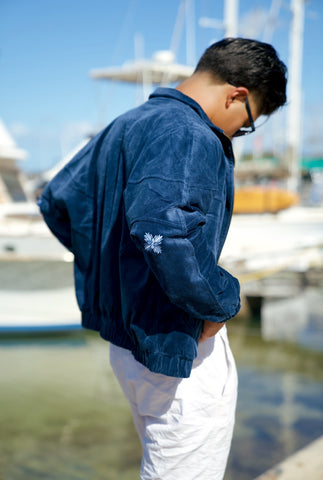 High Society Corduroy Bomber Jacket in Midnight EHA Culture High Society Corduroy Bomber Jacket in Midnight EHA Culture