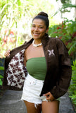 High Society Corduroy Bomber Jacket in Mocha