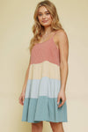 20338 Color Block Babydoll Dress