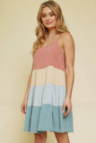 20338 Color Block Babydoll Dress