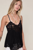 SEE-THROUGH FLORAL EMBROIDERED LACE CAMI TOP
