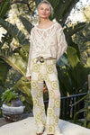 Round neck long sleeve crochet top