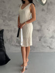 Women's Hallow Knit Midi Casual Dress Knit Dress Open Knit