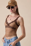 LEOPARD SWEETHEART BROWN LACE STRAP CAMI CROP TOP