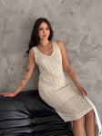 Women's Hallow Knit Midi Casual Dress Knit Dress Open Knit