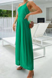 One Shoulder Solid Color Wide Leg Jumpsuits