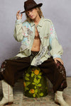 Long sleeve crochet woven twill jacket