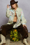 Long sleeve crochet woven twill jacket