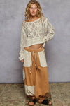 Round neck long sleeve crochet top