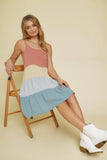 20338 Color Block Babydoll Dress