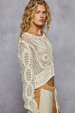 Round neck long sleeve crochet top