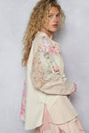 Long sleeve crochet woven twill jacket