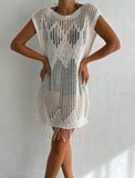 Women's Crochet Knit Vest Hallow Knit Fringed Turkish Cotton