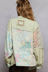 Long sleeve crochet woven twill jacket