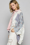 Oversize long sleeve crochet lace contrast top SALE