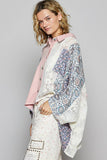 Oversize long sleeve crochet lace contrast top SALE