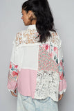 Balloon sleeve double gauze floral shirts