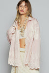 Long sleeve crochet embroidered shirt top